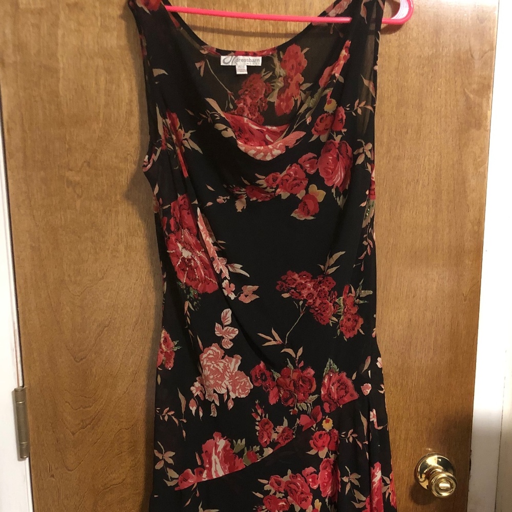 Dress barn Sleeveless Chiffon Dress Floral Detail